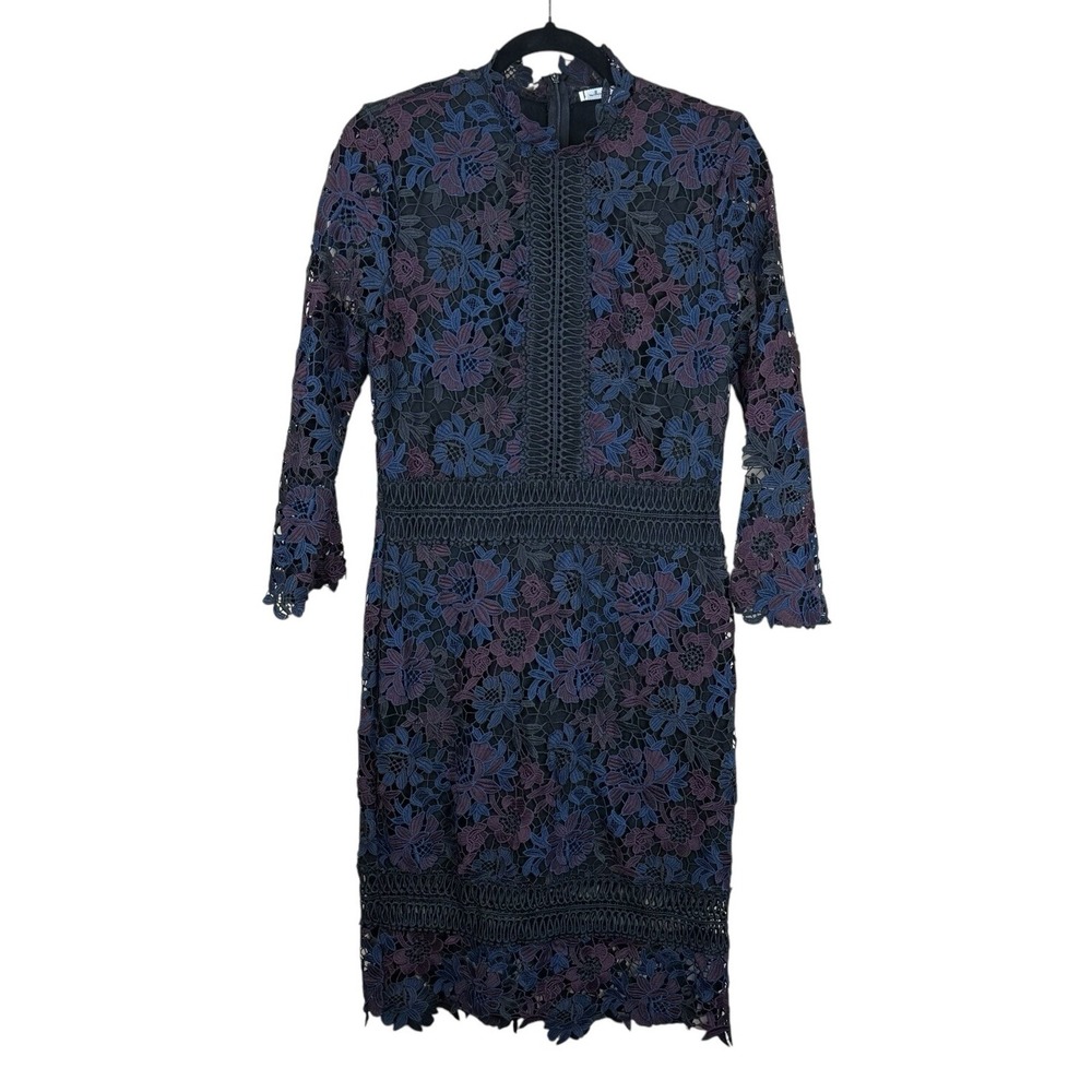 Willow & Clay Anthropologie Burgundy Navy Dress Eyelet Lined NWT Sz 10